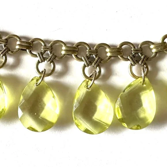 Lia Sophia Statement Bib Necklace with Lime Faceted Crystal Drops — Y2K EUC - Picture 2 of 8